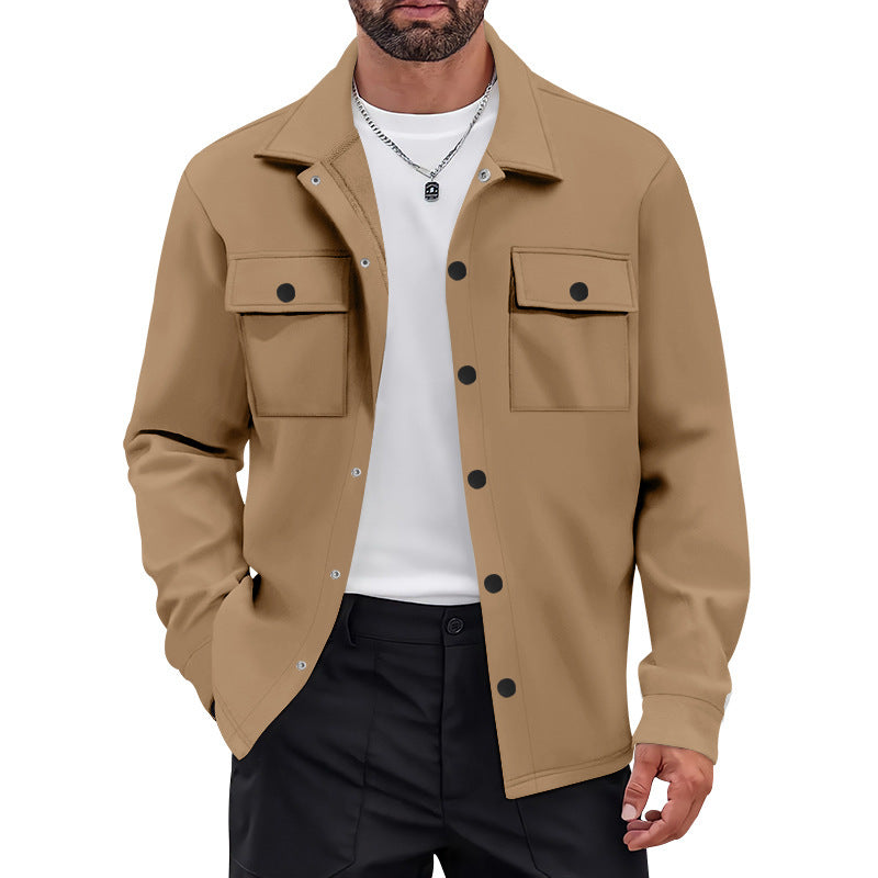 Men's Overshirt Jacket with chest flaps, loose fit and full-button placket Mune Fashion