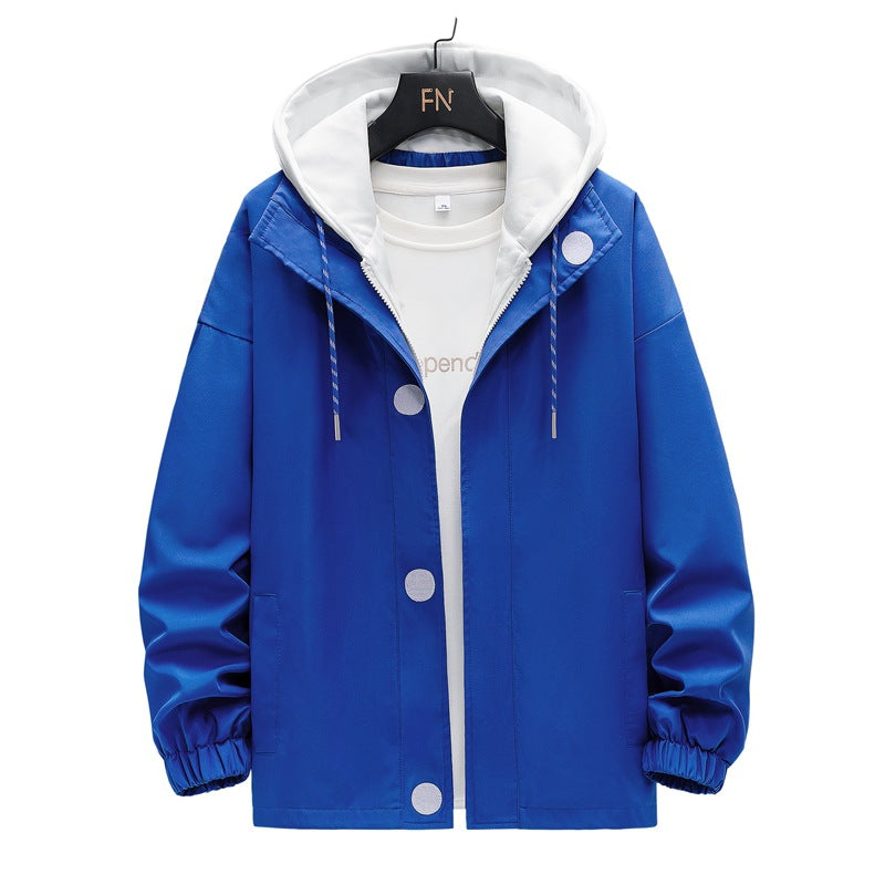 Men's two-layer hooded overlay jacket with contrasting inner hood and elastic cuffs Mune Fashion