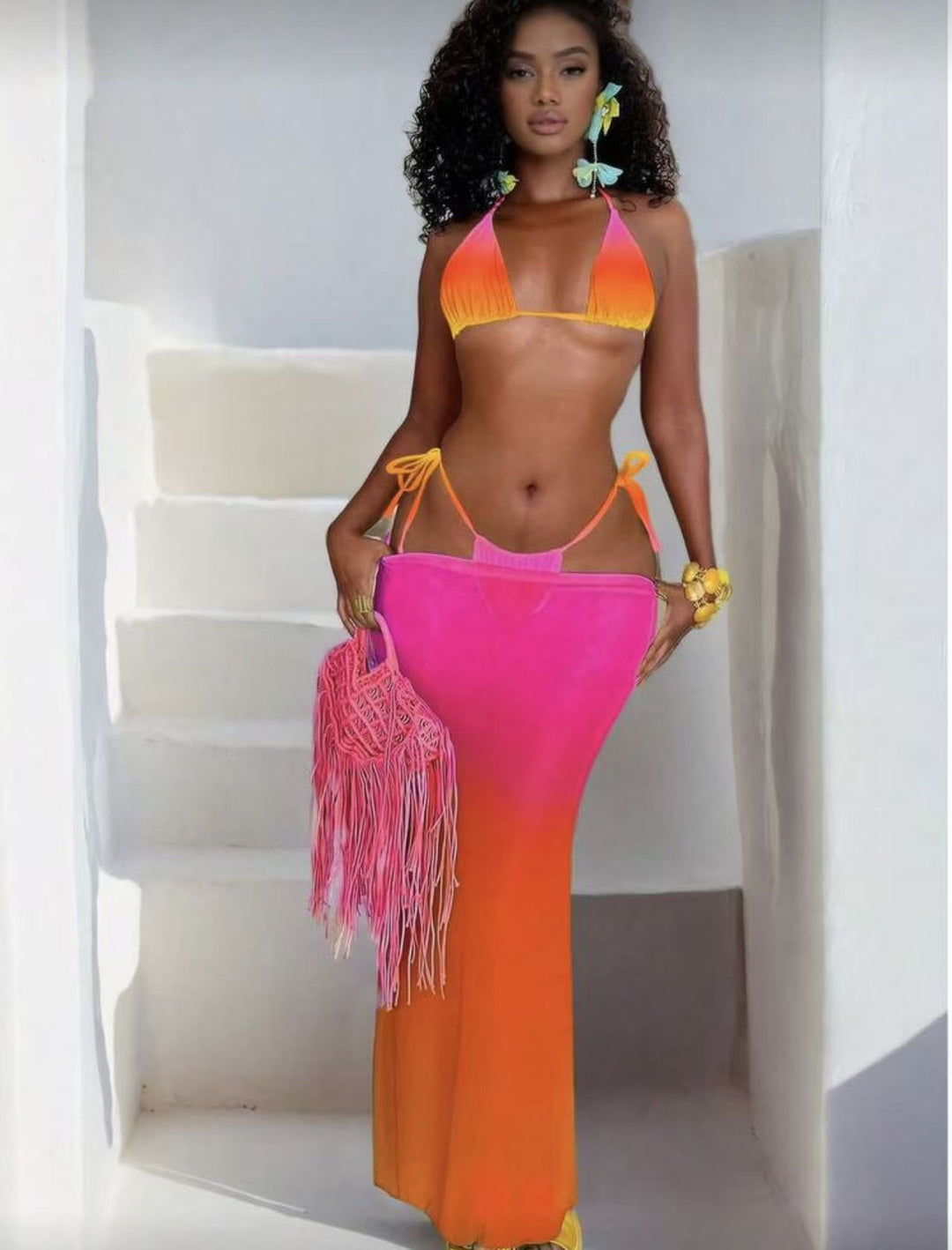 Women Maxi Beach Dress with Elegant Gradient Mune Fashion