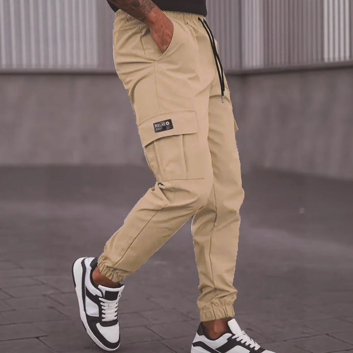 Men's cargo jogging pants with elastic waistband, cargo pockets & drawstring Mune Fashion