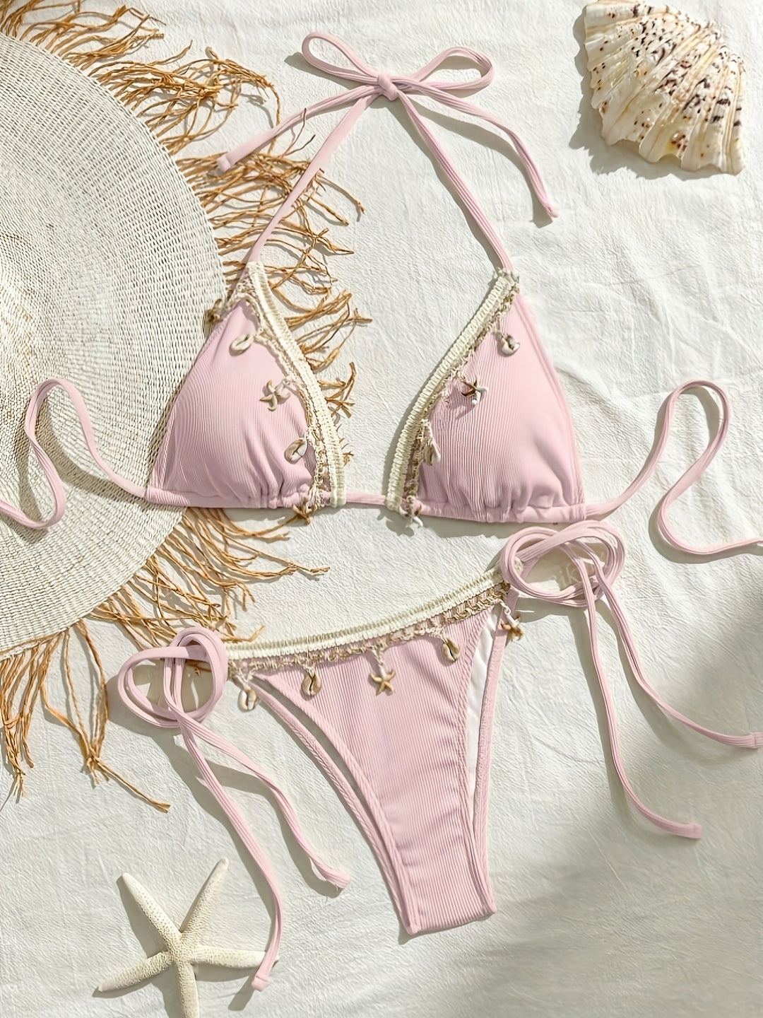 Women's Triangle Bikini with Decorative Tassels Mune Fashion