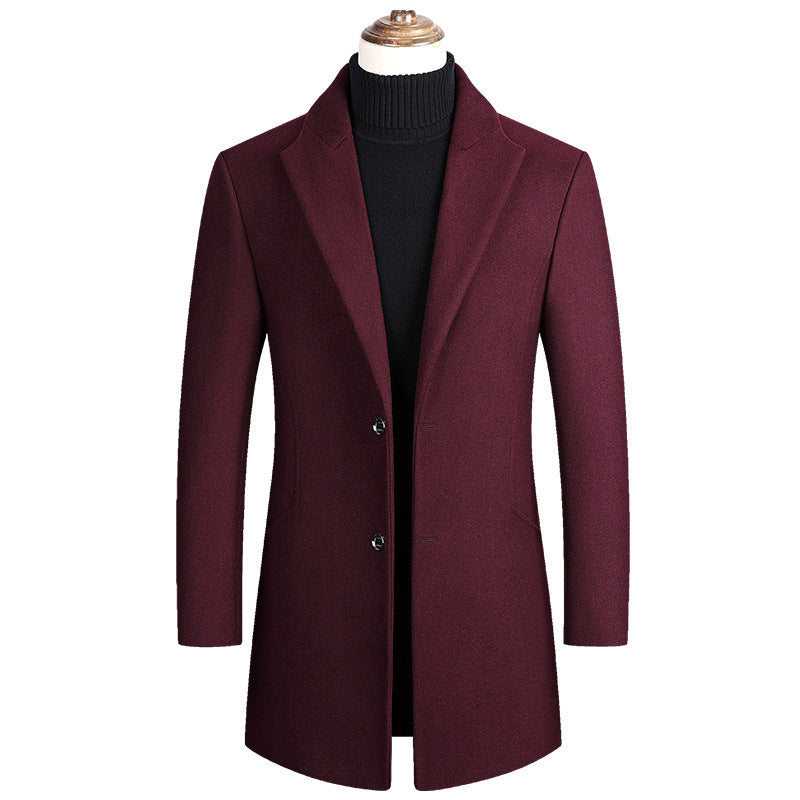 Men Tailored Wool Blend Coat with Notch Lapel and Two-Button Closure Mune Fashion