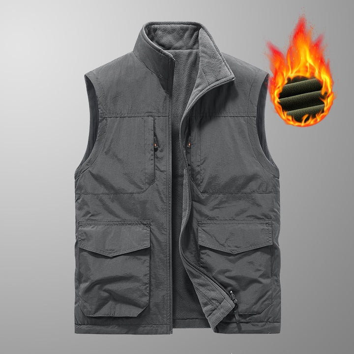 Men's utility vest with multi pockets, stand-up collar & breathable mesh lining Mune Fashion