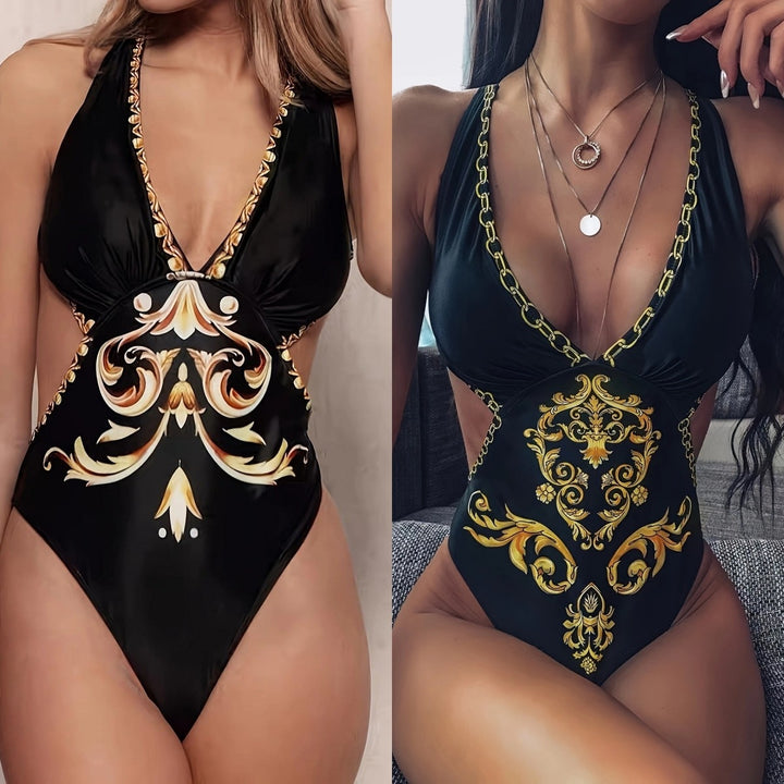 Women's one-piece swimsuit with elaborate pattern and sophisticated cut-out Mune Fashion