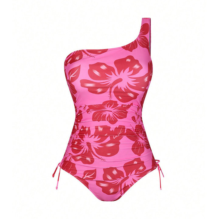 Women's One-Piece Swimsuit with Wrap Skirt and Floral Design Mune Fashion