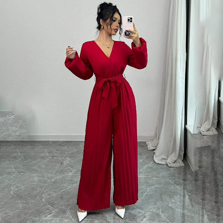 Women Elegant Pleated Jumpsuit Mune Fashion