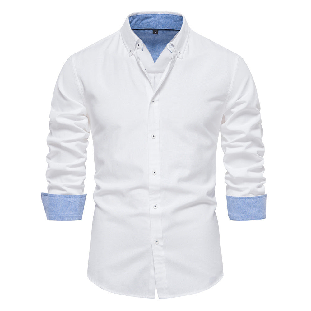 Men's elegant long-sleeve shirt made of Oxford fabric with a Kent collar and cuffed sleeves Mune Fashion