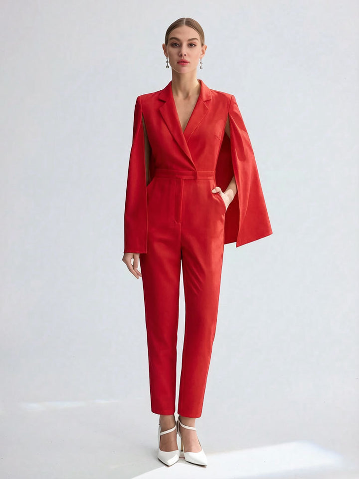 Women Elegant Jumpsuit with Cape Detail Mune Fashion