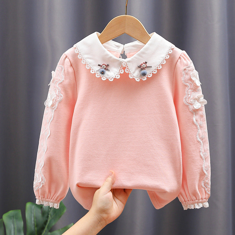 Girls blouse with elegant lace collar and delicate accents Mune Fashion