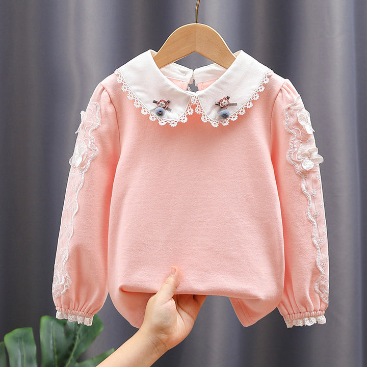 Girls blouse with elegant lace collar and delicate accents Mune Fashion