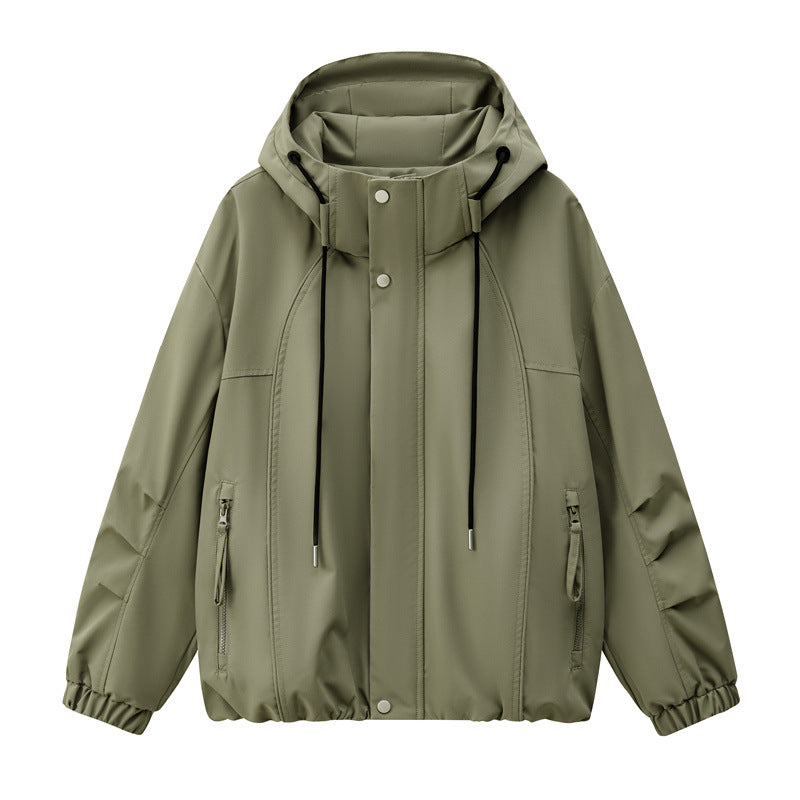 Men's Lightweight Hooded Utility Transition Jacket with Water-Repellent Outer Shell and Elastic Hem Mune Fashion