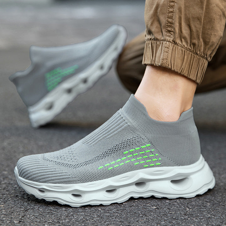 Unisex nan sock-like knitted slippers with perforated hollow chamber cushioning Mune Fashion