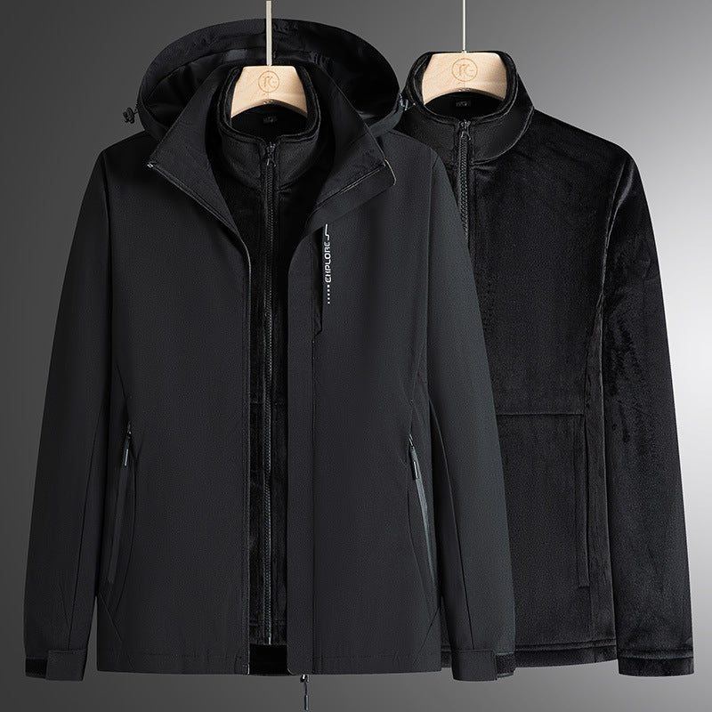 Men's modular softshell parka with removable fleece inner jacket, windproof outer shell and adjustable hood Mune Fashion