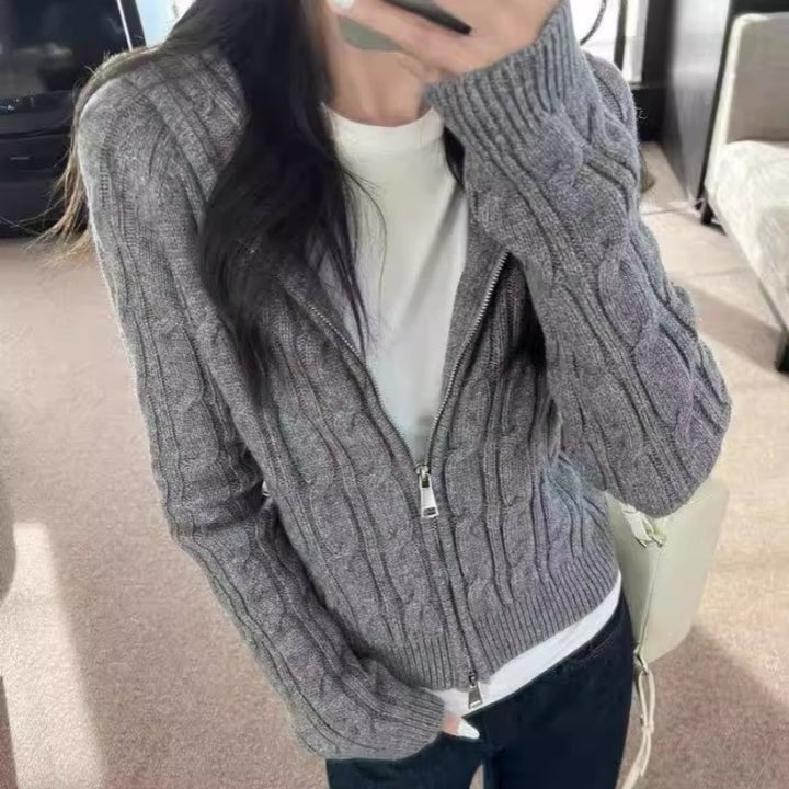 Women's cable-knit cardigan with full zip and tailored fit Mune Fashion
