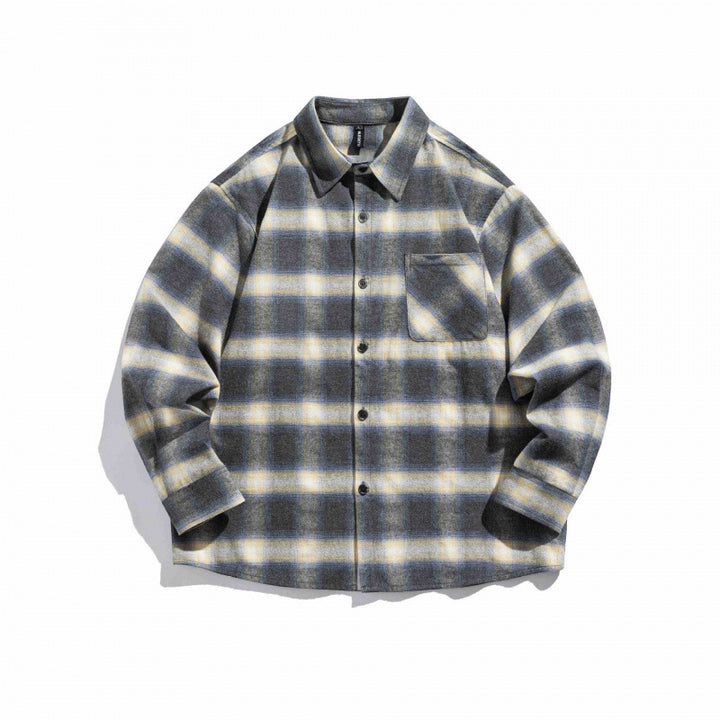 Unisex Boxy Checkered Flannel Overshirt with Patch Chest Pocket and Boxy Cut Mune Fashion