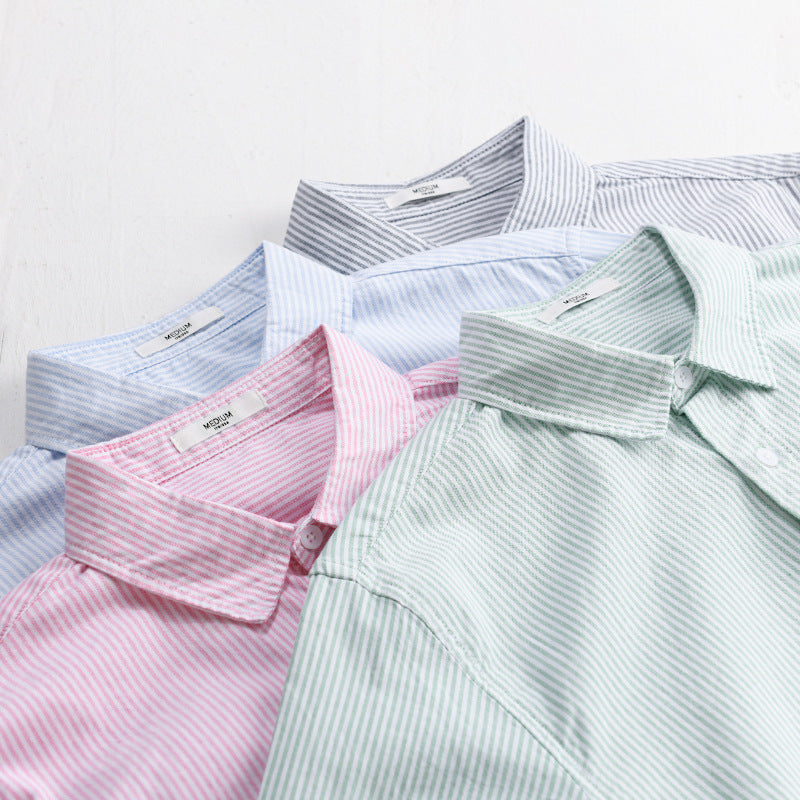 Men's Lightweight Seersucker Relaxed Shirt in Shirt Jacket Cut with Chest Pocket and Kent Collar Mune Fashion