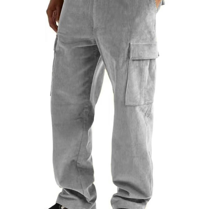 Men's cord cargo jogging pants with elastic waistband, drawstring and patch flap pockets Mune Fashion