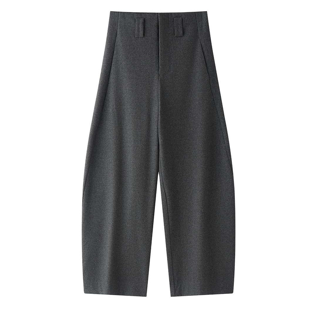 Women's high-waisted wool blend palazzo pants with wide leg and crease Mune Fashion