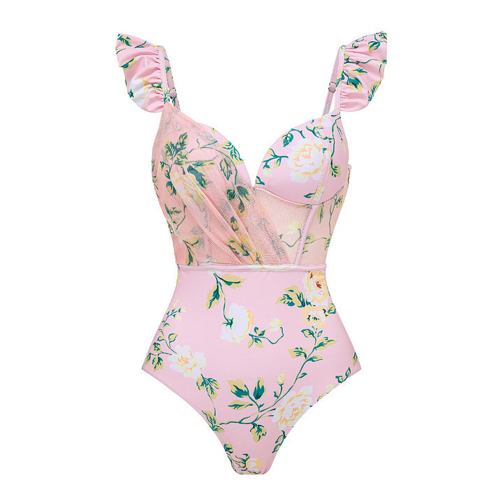 Women's bikini set with floral details and airy maxi skirt Mune Fashion