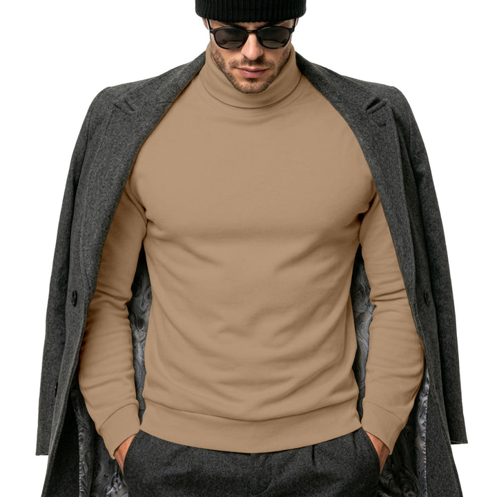 Men's Elegant Cotton Blend Turtleneck Sweater Slim Fit Mune Fashion