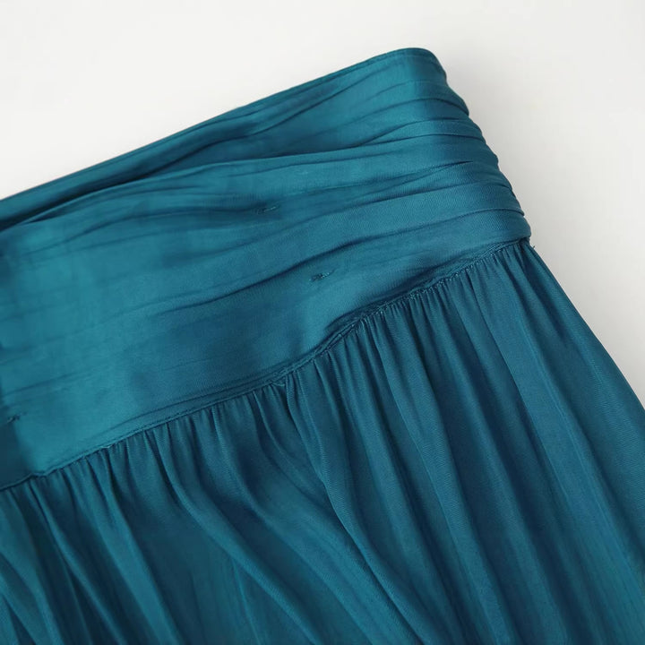 Women's maxi skirt with pleated crinkle look and gathered waistband Mune Fashion