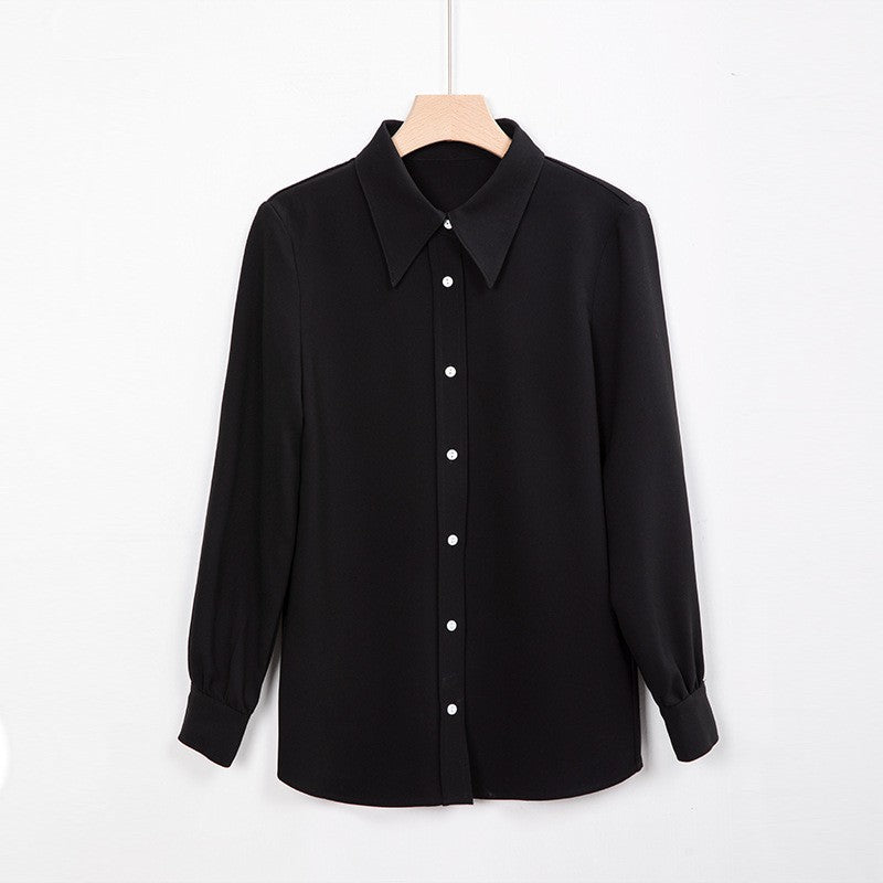 Women Elegant Long Sleeve Blouse with Button Placket Mune Fashion