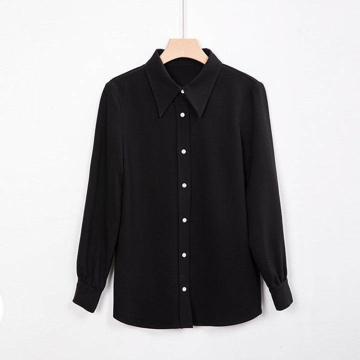 Women Elegant Long Sleeve Blouse with Button Placket Mune Fashion