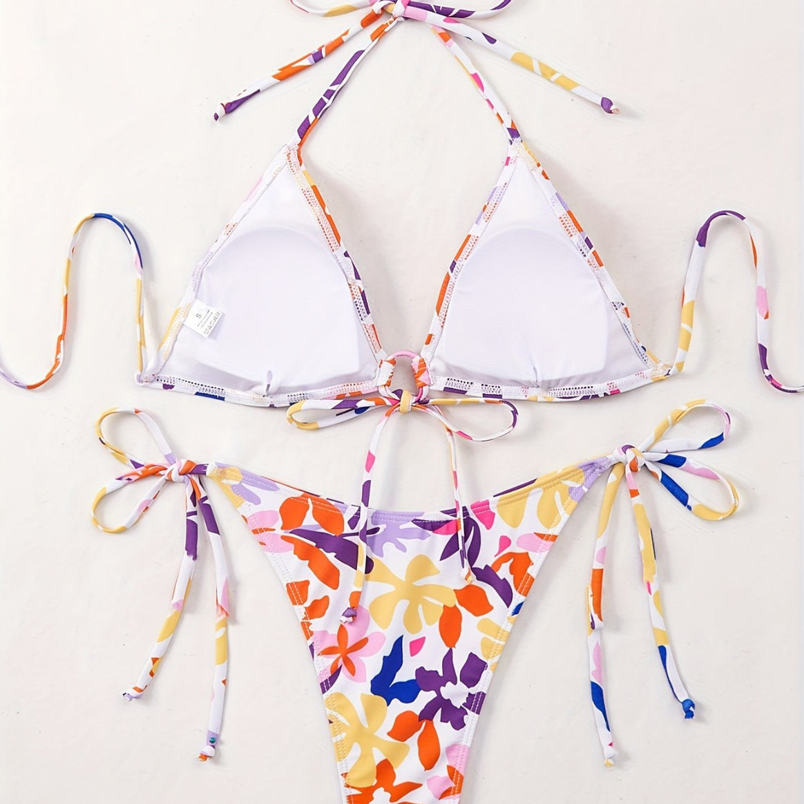 Ladies Triangle Bikini with adjustable straps and cheerful floral pattern Mune Fashion