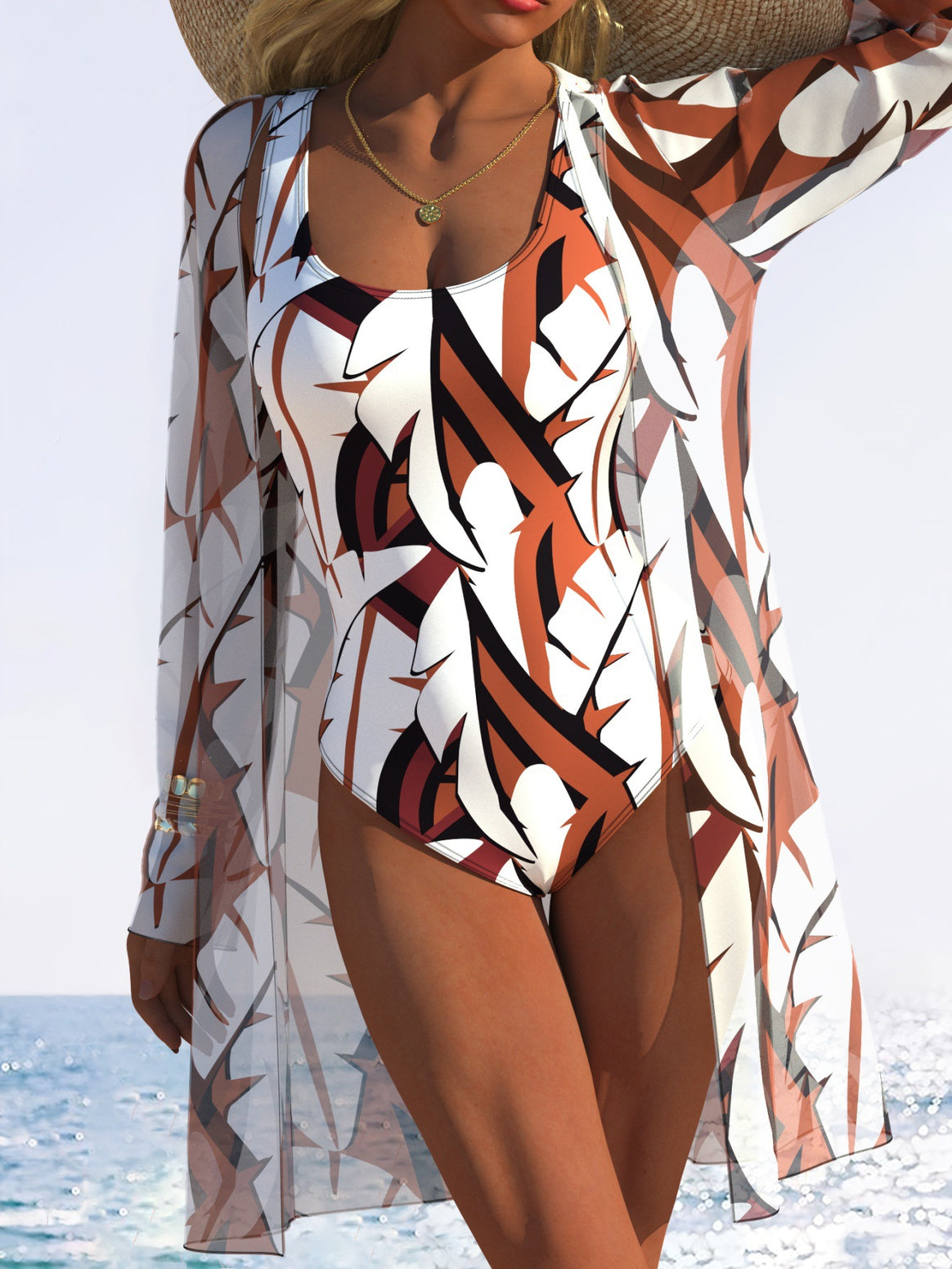Women's Swimsuit with Transparent Cover Mune Fashion