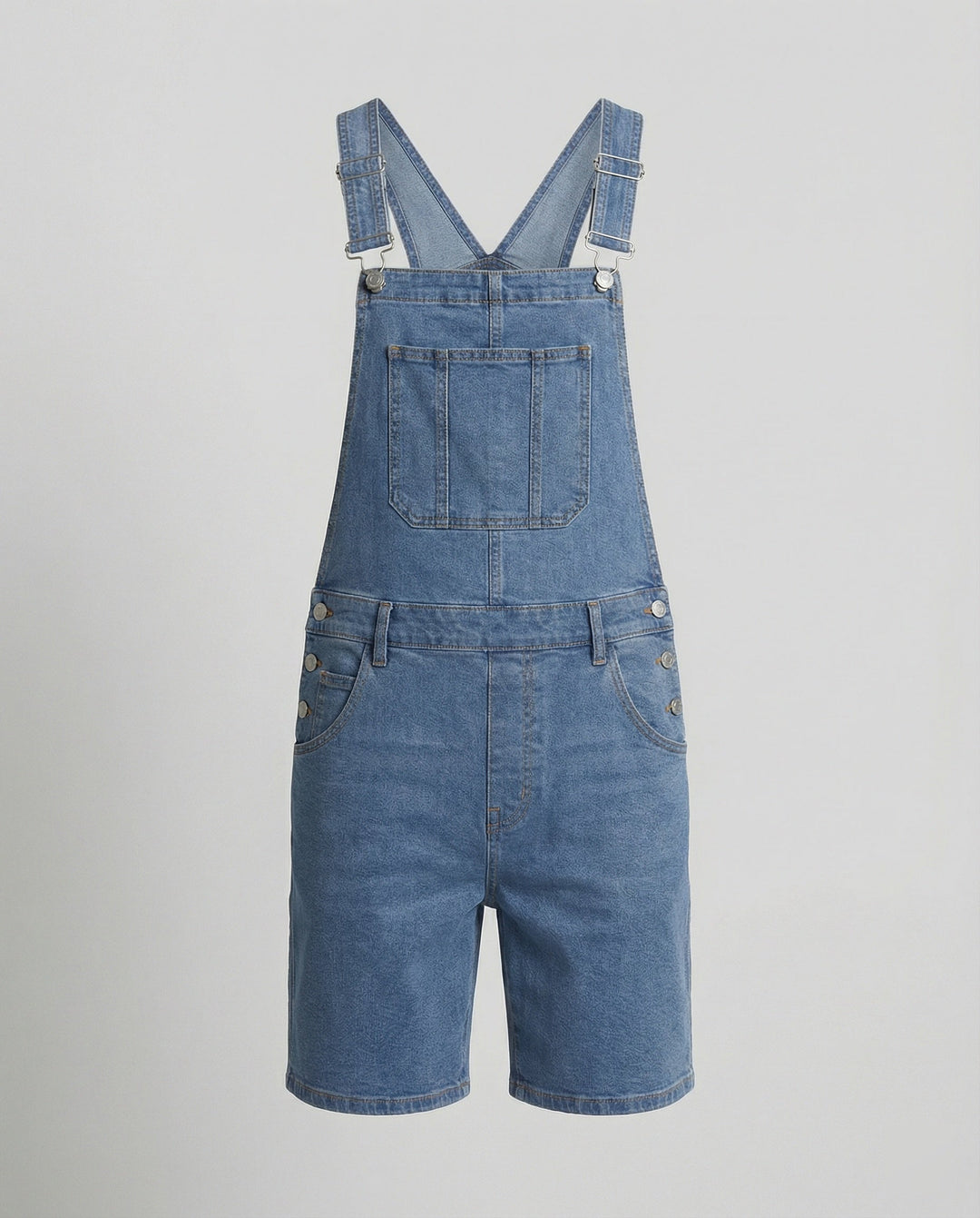 Men's Denim Bib Shorts with Pockets