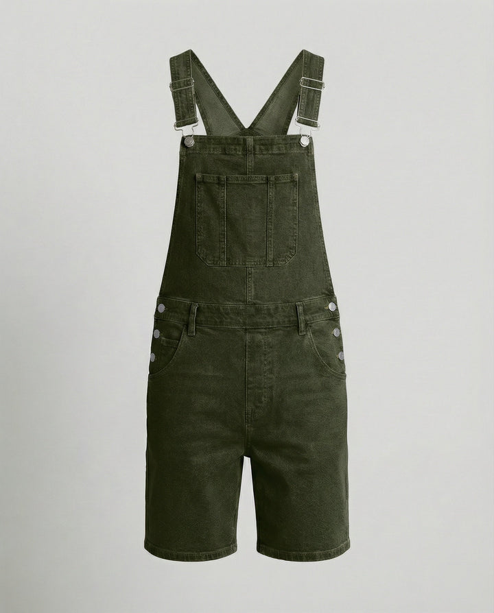 Men's Denim Bib Shorts with Pockets