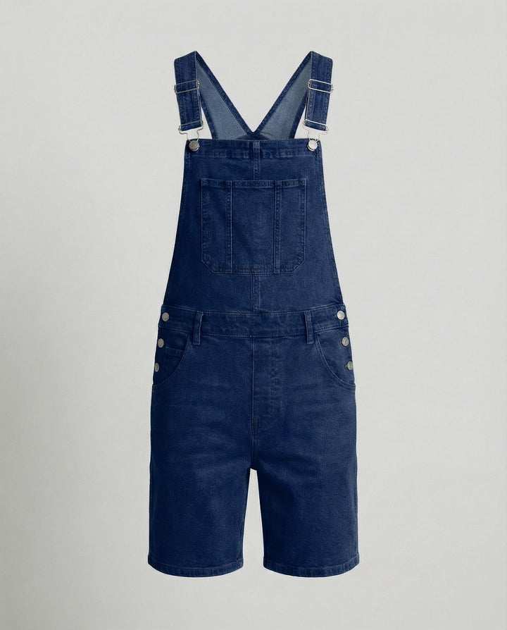 Men's Denim Bib Shorts with Pockets