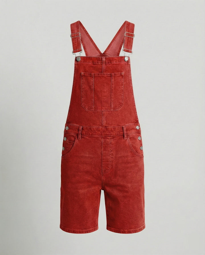 Men's Denim Bib Shorts with Pockets