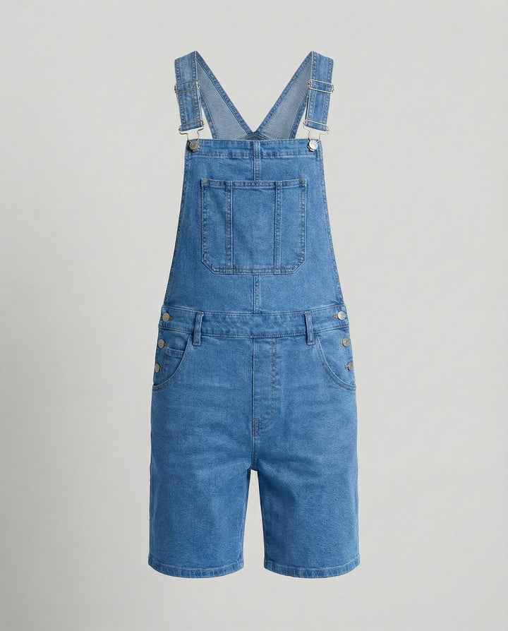 Men's Denim Bib Shorts with Pockets