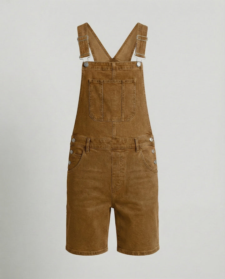 Men's Denim Bib Shorts with Pockets