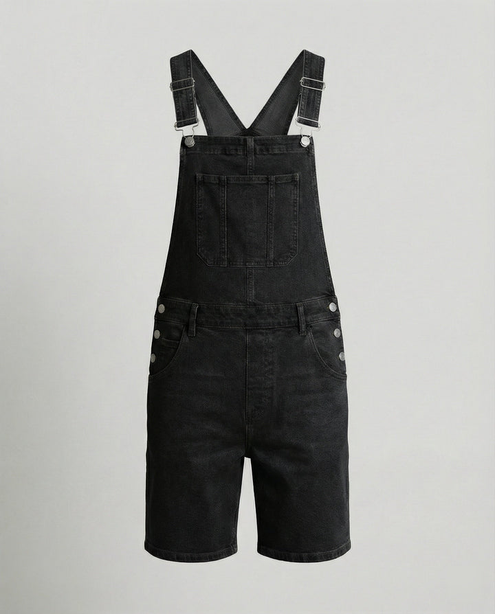 Men's Denim Bib Shorts with Pockets