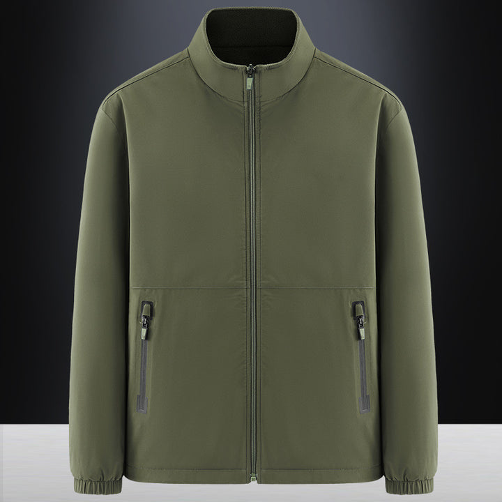Men's minimalist technical all-weather softshell jacket with stand-up collar and water-repellent zippers Mune Fashion