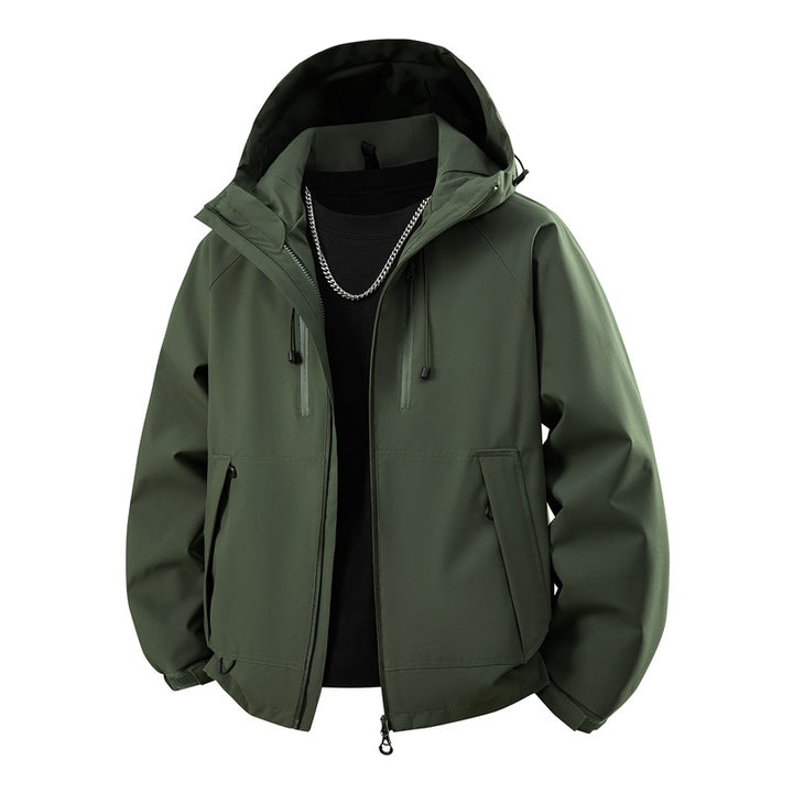 Men's matte softshell hooded jacket with welded seams, two-way zipper and adjustable drawstring hem Mune Fashion