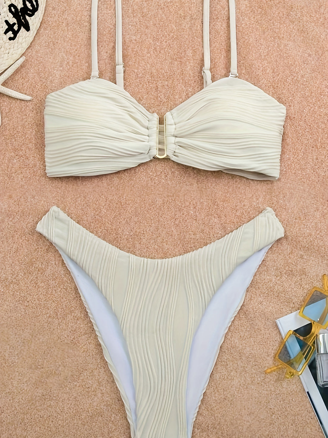 Ladies Bikini Set with sophisticated pleats and adjustable straps Mune Fashion
