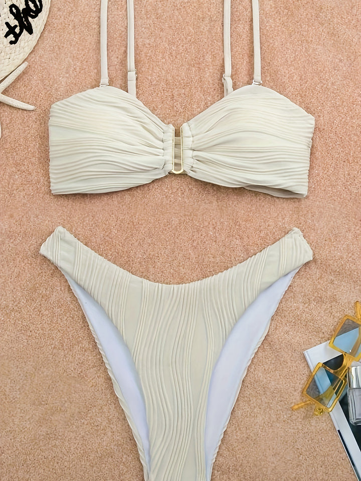 Ladies Bikini Set with sophisticated pleats and adjustable straps Mune Fashion