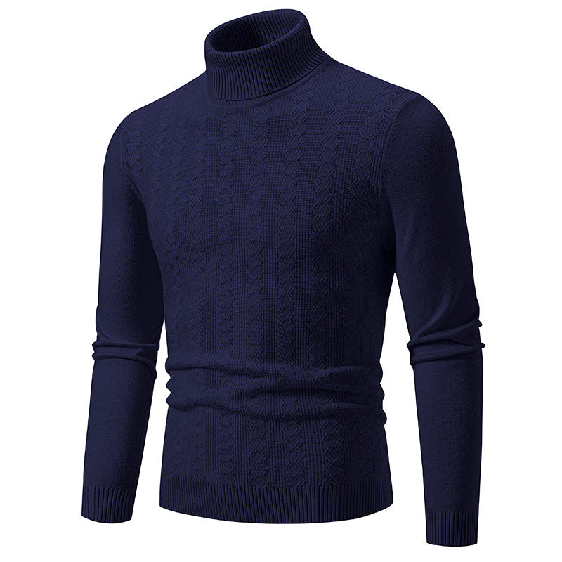 Men's fine turtleneck sweater made of fine knit with cable pattern and narrow silhouette Mune Fashion