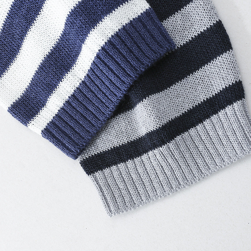 Women's casual oversized knit sweater with boat neck and maritime striped design Mune Fashion