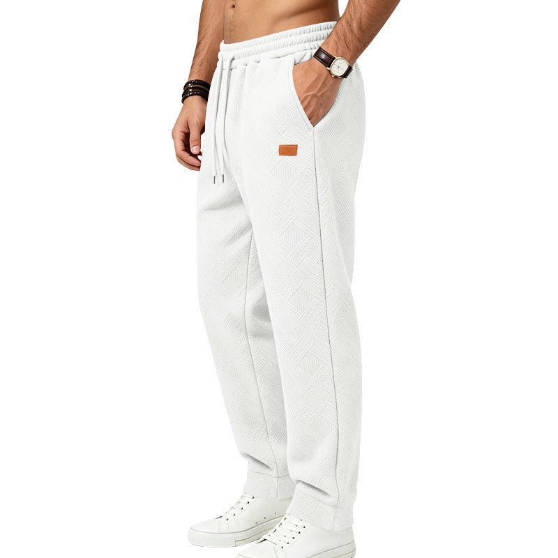 Men's Textured Jogging Pants with Elastic Waistband and Drawstring Mune Fashion