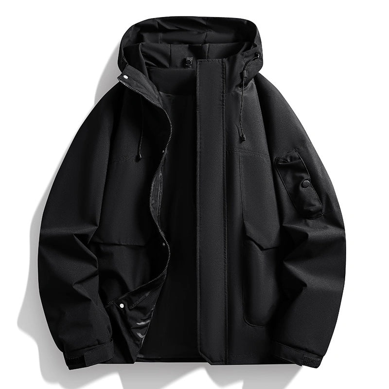 Men's Waterproof Hooded Jacket in Utility Style with Welded Seams and Concealed Zipper Mune Fashion