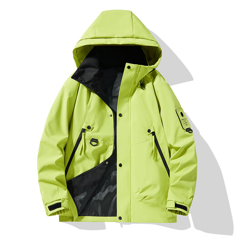 Men Water-Repellent Tech Utility Hooded Jacket with Hidden Zipper Mune Fashion