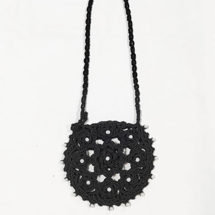 Ladies handcrafted crochet handbag with pearl embellishment Mune Fashion