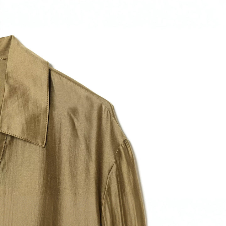 Ladies Oversize Tunic Blouse made of shimmering crepe look with shirt collar and V-neck Drune