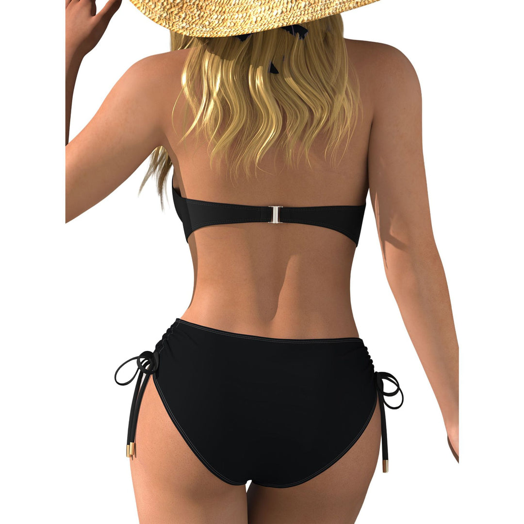 Women Bikini Set with Deep V-Neck and Adjustable Side Band Mune Fashion