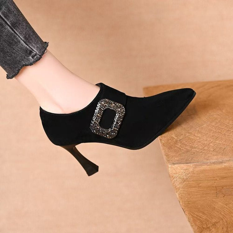 Ladies Elegant Ankle Boots with Glitter Accents Mune Fashion