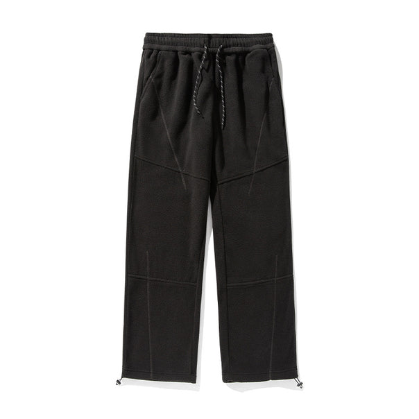 Unisex Wide Fleece Pants with Elastic Waistband, Drawstring and Adjustable Hem Mune Fashion